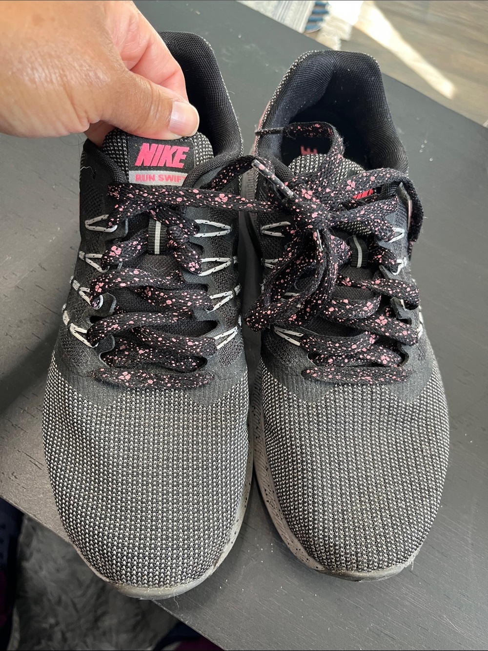 Nike Women’s Run Swift Athletic Shoes - Black with Pink Speckle